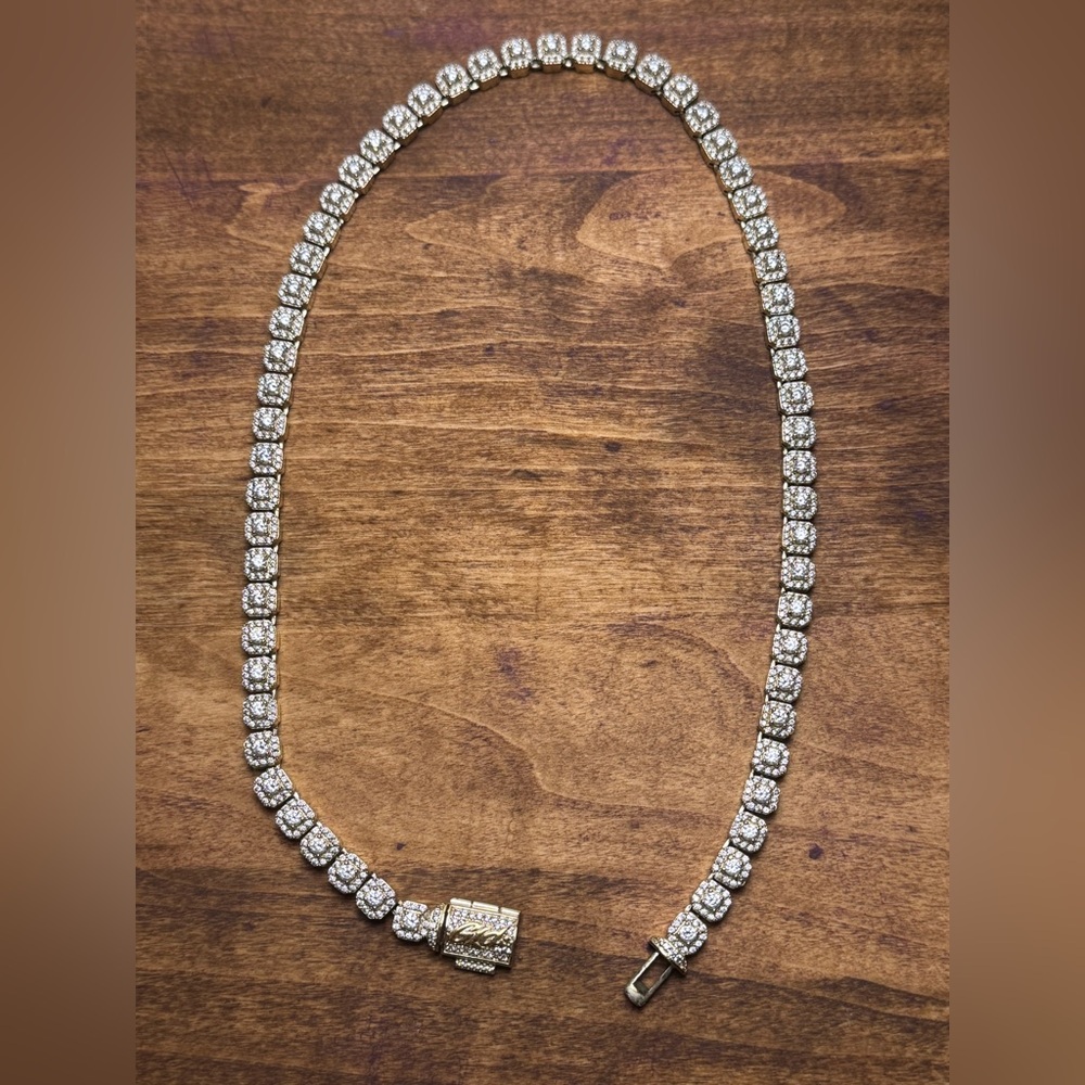 The GLD Shop. 18K Gold Plated Micro Clustered Tennis Necklace